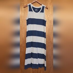 Marc New York Dusty Blue and White Striped Sleeveless Maxi Dress